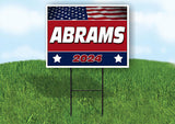 ABRAMS FLAG RED 2024 18inx24in Yard Road Sign w/ Stand
