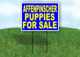 Affenpinscher PUPPIES FOR SALE YELLOW BLUE Yard Sign Road with Stand LAWN SIGN