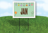 JAN WELCOME BABY GREEN  18 in x 24 in Yard Sign Road Sign with Stand