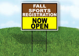 SPORTS REGISTRATION BROWN YELLOW FALL Yard Sign with Stand LAWN SIGN