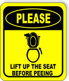 PLEASE LIFT UP THE SEAT BEFORE PEEING Metal Aluminum Composite bathroom Sign