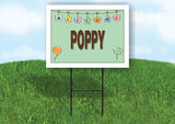 POPPY WELCOME BABY GREEN  18 in x 24 in Yard Sign Road Sign with Stand