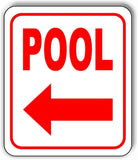 POOL LEFT ARROW Metal Aluminum Composite Sign