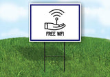 FREE WIFI  BLUE BORDER Yard Sign Road with Stand LAWN SIGN