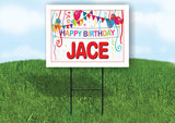 JACE HAPPY BIRTHDAY BALLOONS 18 in x 24 in Yard Sign Road Sign with Stand