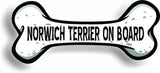 Dog on Board Norwich Terrier Bone Car Magnet Bumper Sticker 3"x7"