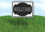 WELCOME BLACK TAG Yard Sign Road with Stand LAWN SIGN