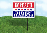 IMPEACH HARRIS BIDEN  RED BLUE STARS Yard Sign with Stand LAWN SIGN