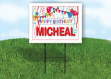 MICHEAL HAPPY BIRTHDAY BALLOONS 18 in x 24 in Yard Sign Road Sign with Stand
