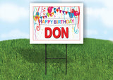 DON HAPPY BIRTHDAY BALLOONS 18 in x 24 in Yard Sign Road Sign with Stand