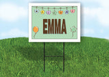 EMMA WELCOME BABY GREEN  18 in x 24 in Yard Sign Road Sign with Stand