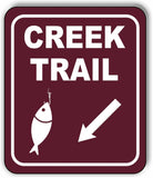 CREEK TRAIL DIRECTIONAL 45 DEGREES DOWN LEFT ARROW Metal Aluminum composite sign