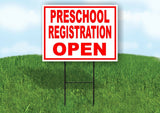 PRESCHOOL REGISTRATION OPEN RED WHITE Yard Sign Road with Stand LAWN SIGN