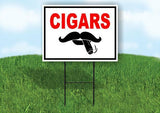CIGARS RED MUSTACHE Yard Sign with Stand LAWN SIGN