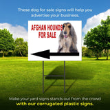 Afghan Hound FOR SALE DOG LEFT ARROW Yard Sign with Stand LAWN SIGN