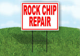 Rock Chip Repair RED Yard Sign Road with Stand LAWN SIGN