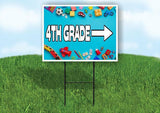 4TH GRADE RIGHT ARROW Yard Sign Road with Stand LAWN SIGN Single sided