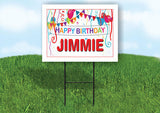 JIMMIE HAPPY BIRTHDAY BALLOONS 18 in x 24 in Yard Sign Road Sign with Stand