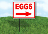 EGGS RIGHT arrow red Yard Sign Road with Stand LAWN SIGN Single sided