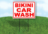BIKINI CAR WASH RED WHITE Yard Sign Road with Stand LAWN SIGN
