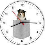Australian Shepard Dog In Your Pocket Puppy Dog kitchen living room Wall Clock