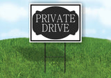 PRIVATE DRIVE BLACK TAG Yard Sign Road with Stand LAWN SIGN