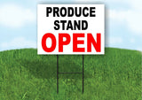 PRODUCE STAND OPEN BLACK RED Yard Sign Road with Stand LAWN SIGN
