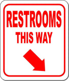 RESTROOMS THIS WAY DIRECTIONAL RED 8 Arrow Variations Aluminum composite sign