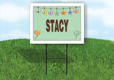 STACY WELCOME BABY GREEN  18 in x 24 in Yard Sign Road Sign with Stand