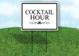 COCKTAIL HOUR  SCROLL HEART  BLACK BORDER BL Yard Sign Road with Stand LAWN SIGN