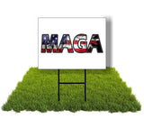 Eco TRUMP MAGA DISTRESSED FLAG 5 Double Sided 12x16 in Yard Road Sign w/Stand