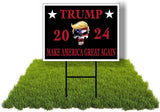 Eco PUNISHER TRUMP 2024 AMERICA GREAT AGAIN 5 Double Sided 12x16 in Yard Road Sign w/Stand