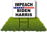 Eco IMPEACH BIDEN HARRIS WHITE BACKGROUND 1 Double Sided 12x16 in Yard Road Sign w/Stand